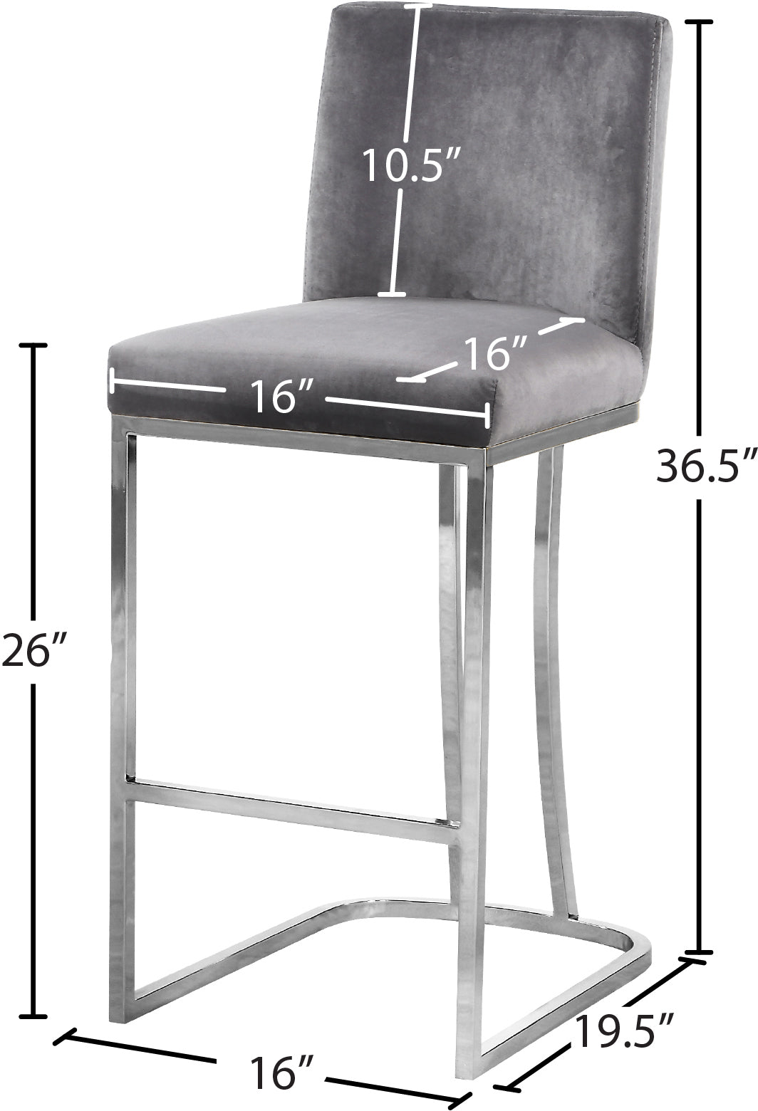 calvin grey velvet stool c