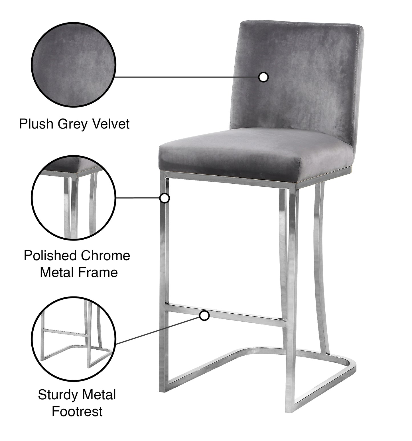 calvin grey velvet stool c