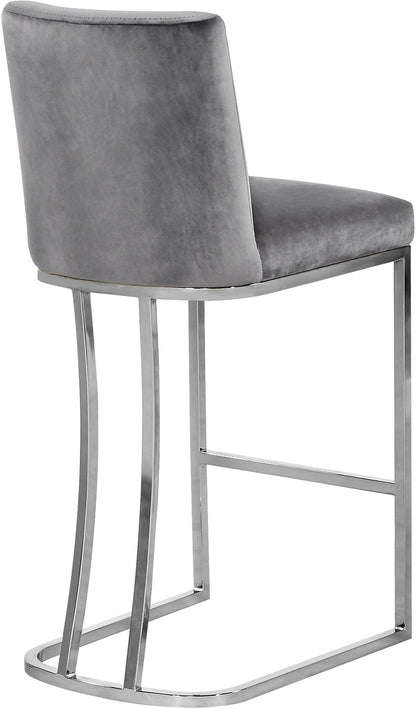 Winnie Grey Velvet Stool