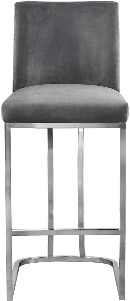 Winnie Grey Velvet Stool