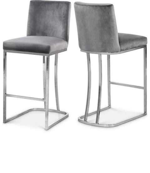 Harper Grey Velvet Upholstered Counter Stool, 1 Piece