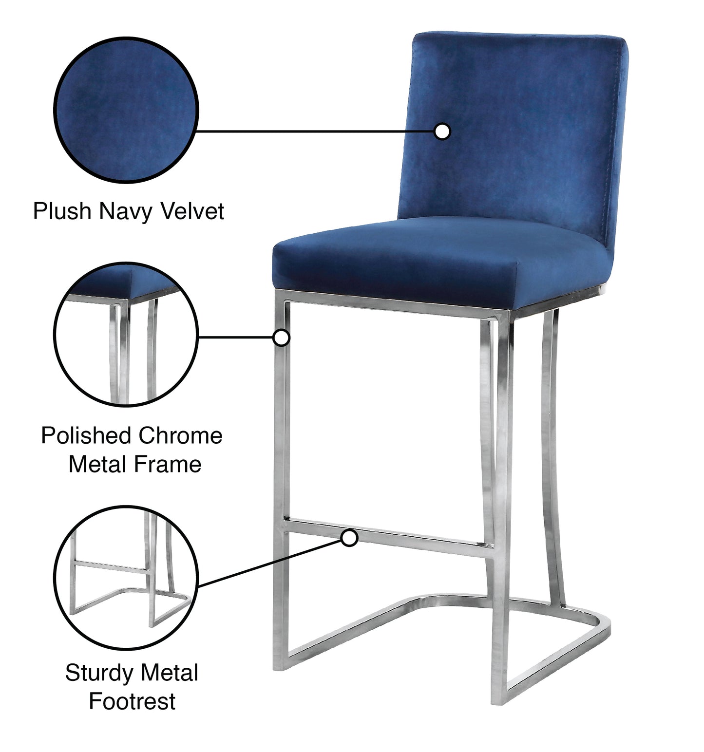 calvin navy velvet stool c