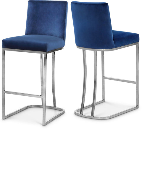 Harper Navy Velvet Upholstered Counter Stool, 1 Piece