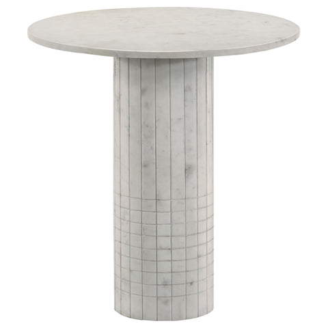 Artina Round Genuine Marble Side End Table WhiteWhite