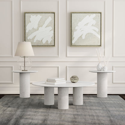 Lavon 3-piece Marble Coffee and End Table Set White