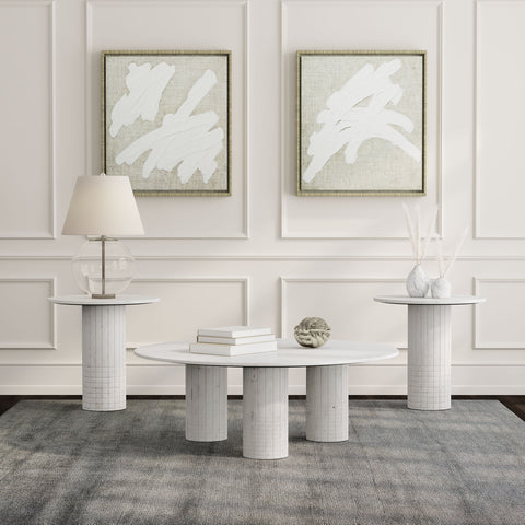 Lavon 3-piece Marble Coffee and End Table Set White
