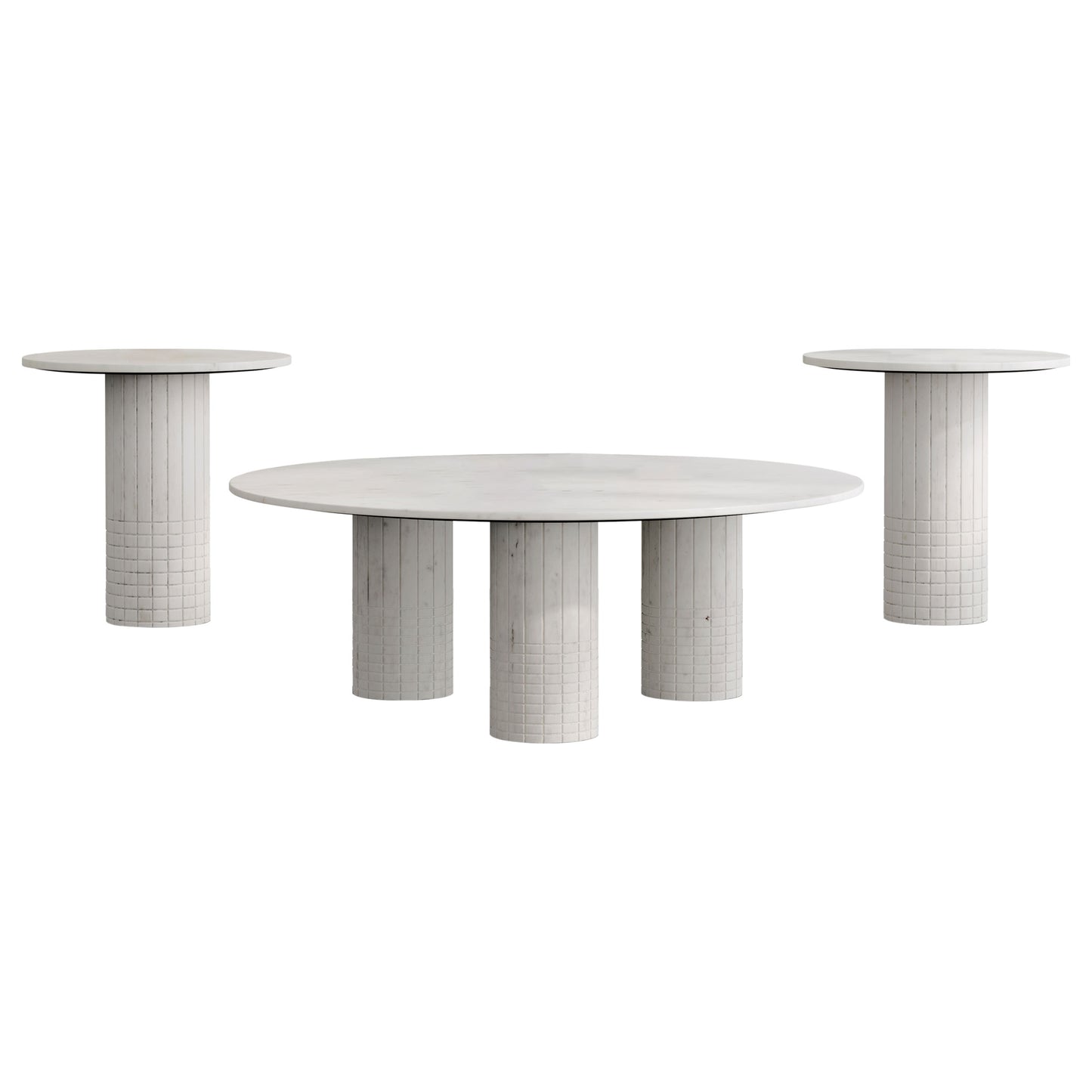 lavon 3-piece marble coffee and end table set white
