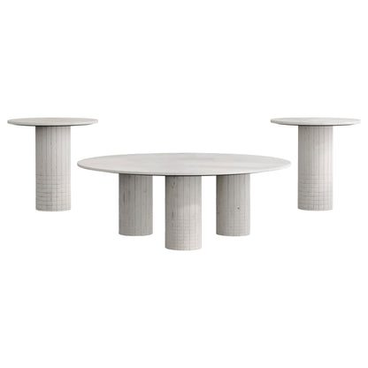 Lavon 3-piece Marble Coffee and End Table Set White
