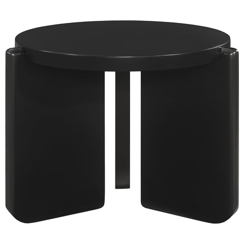 Zalika Round Solid Wood End Table BlackBlack