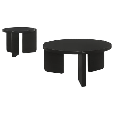 Lynette 2-piece Solid Wood Coffee and End Table Set Black