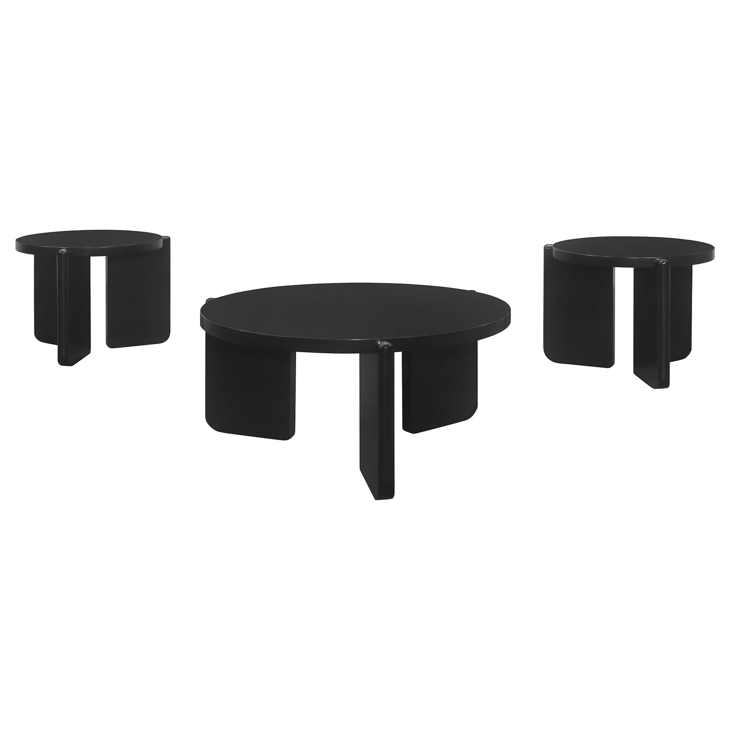 lynette 3-piece solid wood coffee and end table set black