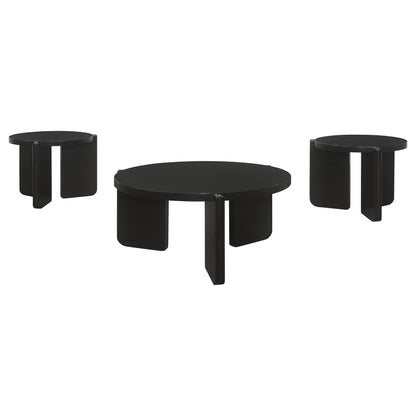 Lynette 3-piece Solid Wood Coffee and End Table Set Black