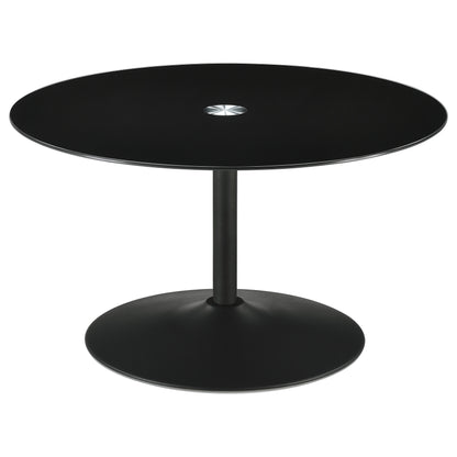 Aldis Round Metal Coffee Table With Tempered Glass Top BlackBlack