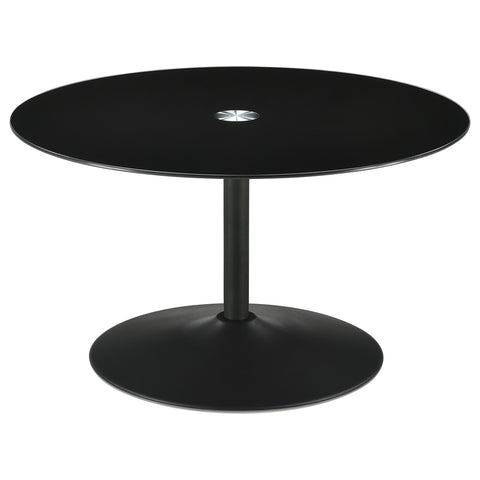 Aldis Round Metal Coffee Table With Tempered Glass Top BlackBlack