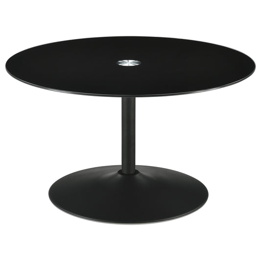 Aldis Round Metal Coffee Table With Tempered Glass Top BlackBlack