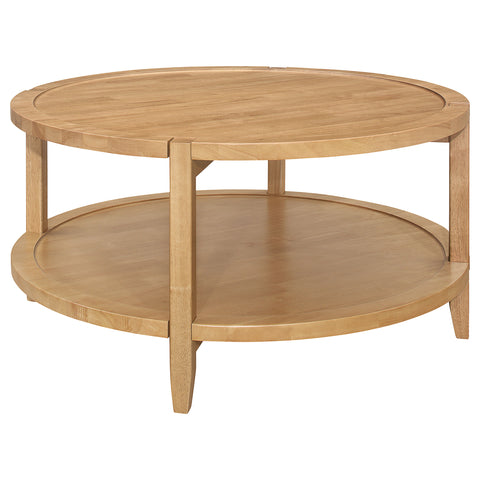 Trini 2-piece Round Coffee and End Table Set Maple