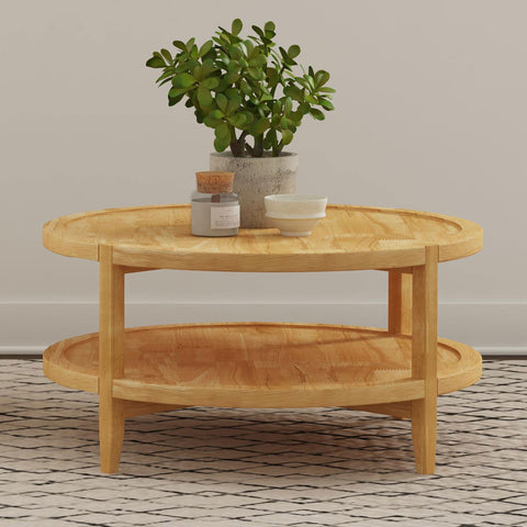 Danville Round Solid Wood Coffee Table Maple BrownMaple