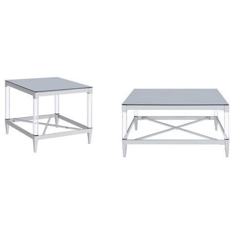 Massey 2-piece Square Coffee and End Table Set Chrome