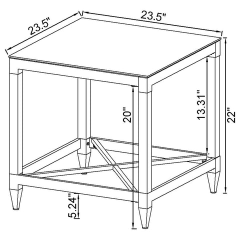 Massey 2-piece Square Coffee and End Table Set Chrome