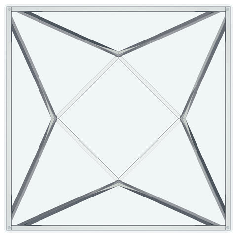 Dinard Square Glass Top Geometric Coffee Table NickelNickel