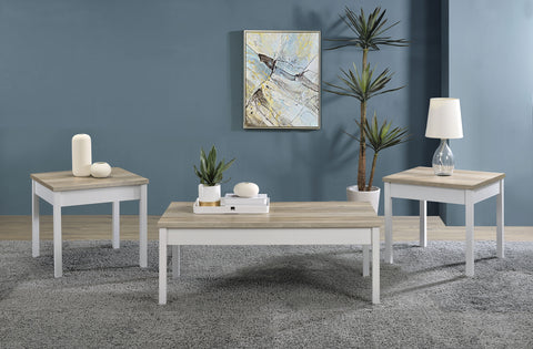 Brodie 3-piece Coffee Table Set Distressed Pine and WhiteDistressed Pine