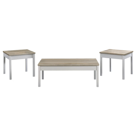 Brodie 3-piece Coffee Table Set Distressed Pine and WhiteDistressed Pine