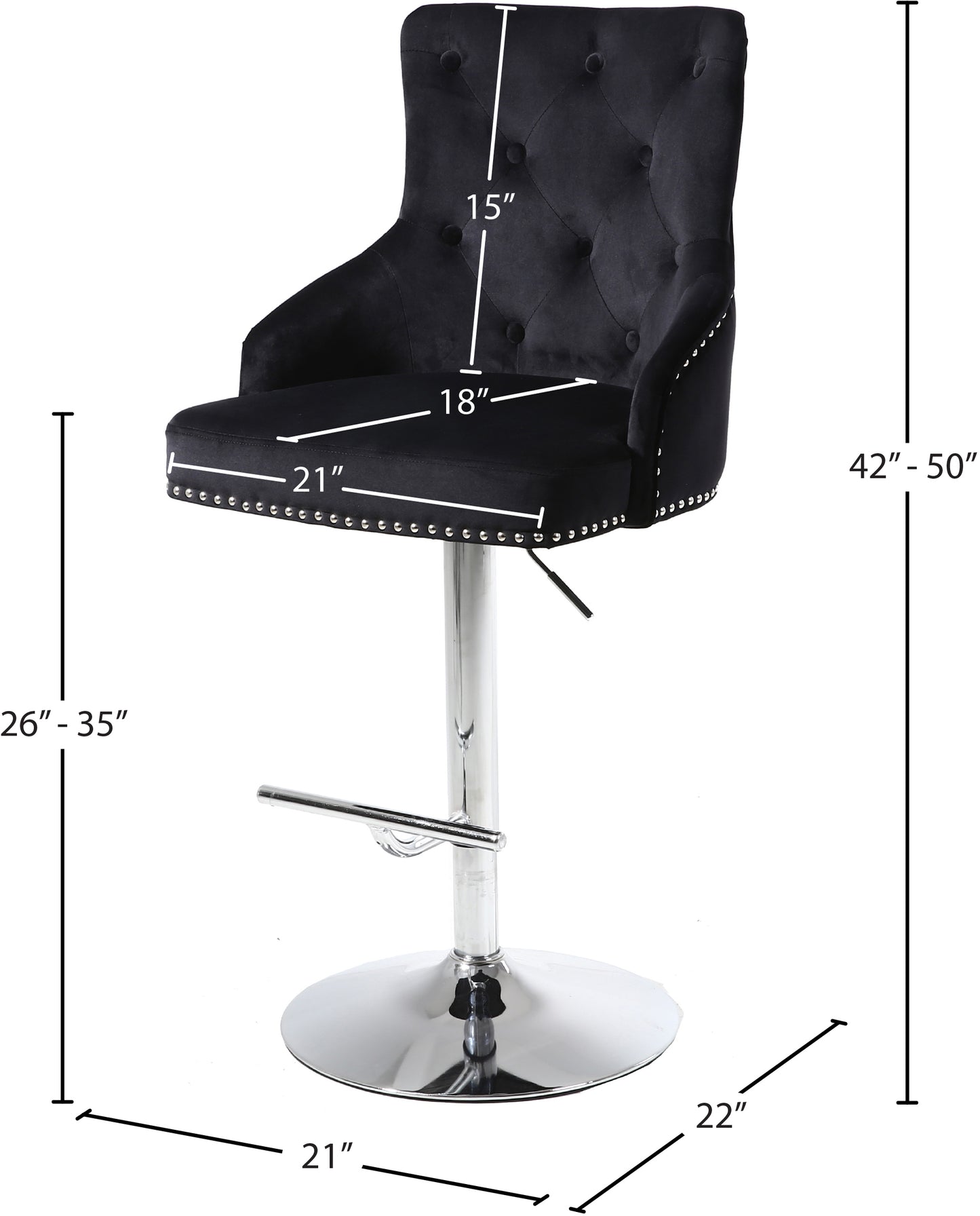 mallina black velvet adjustable stool