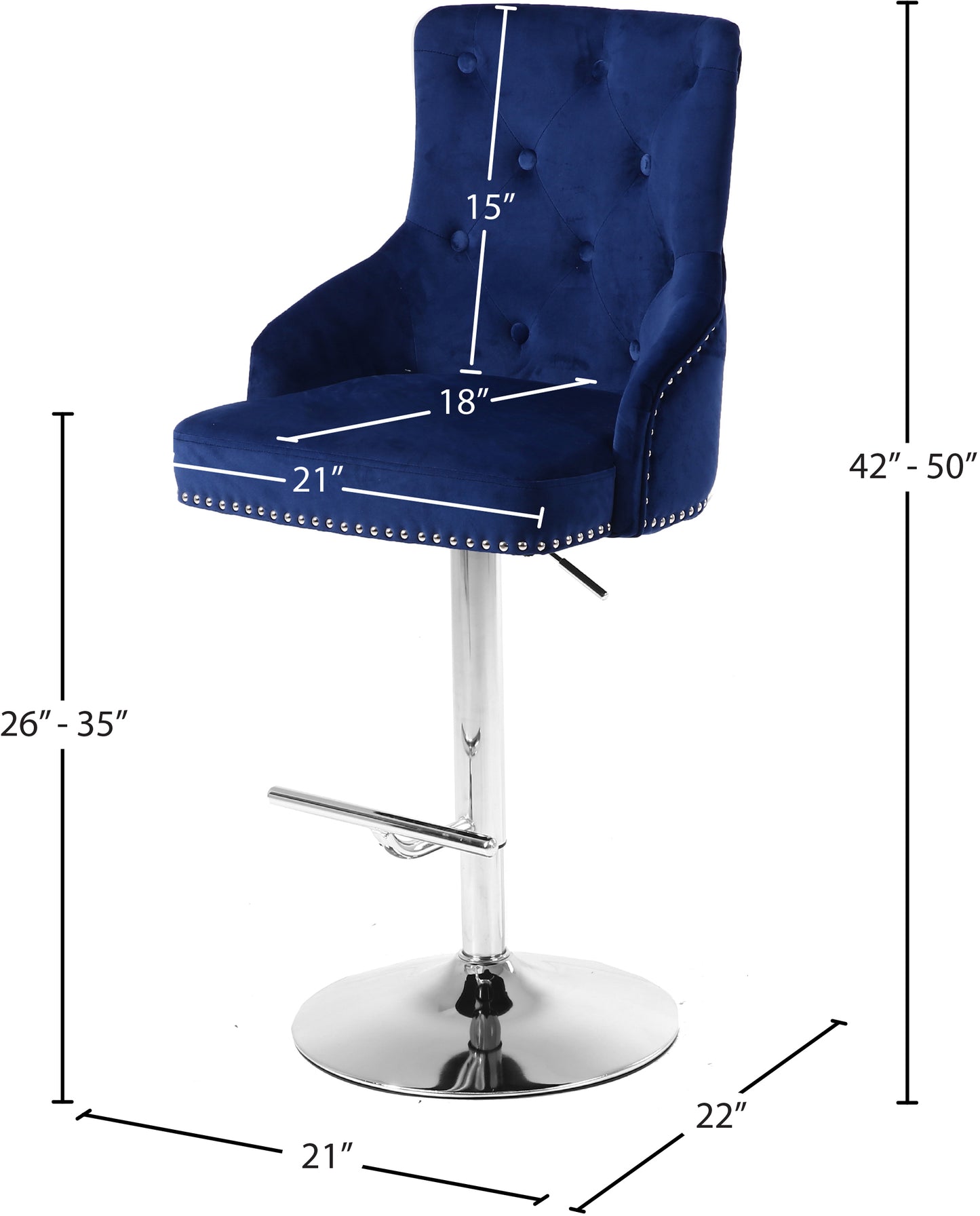 mallina navy velvet adjustable stool