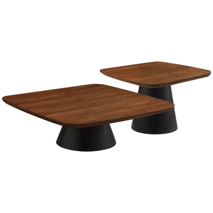 Morena 2-piece Coffee Table Set Walnut and BlackWalnut