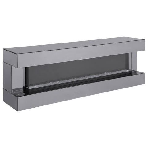 Fenwick 71" TV Stand with Visual Flame Box Grey MirrorGrey