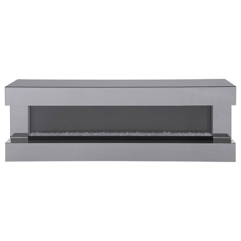 Fenwick 71" TV Stand with Visual Flame Box Grey MirrorGrey