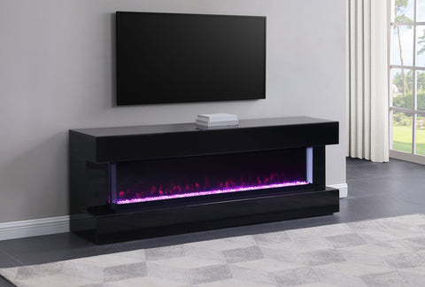 Fenwick 71" TV Stand with Visual Flame Box BlackBlack
