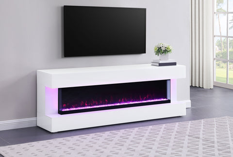 Fenwick 71" TV Stand with Visual Flame Box WhiteWhite