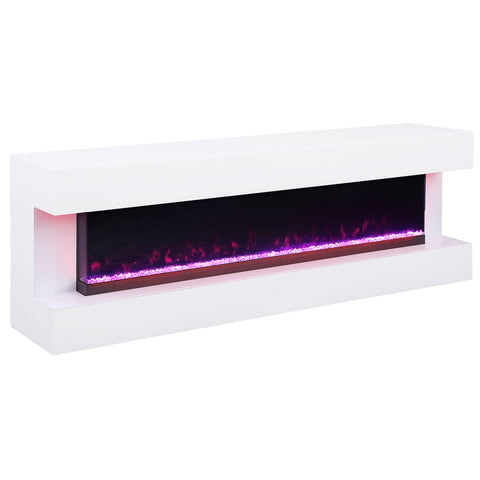 Fenwick 71" TV Stand with Visual Flame Box WhiteWhite