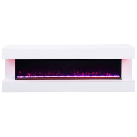 Fenwick 71" TV Stand with Visual Flame Box WhiteWhite