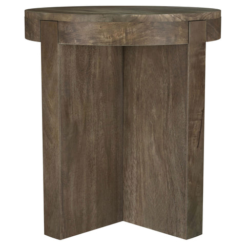 Trini Round Solid Mango Wood End Table BrownBrown