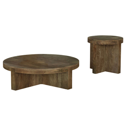 Brunson 2-piece Solid Wood Coffee and End Table Set Brown