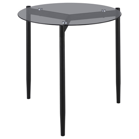 Opal Round Smoked Glass Top End Table Sandy BlackGrey