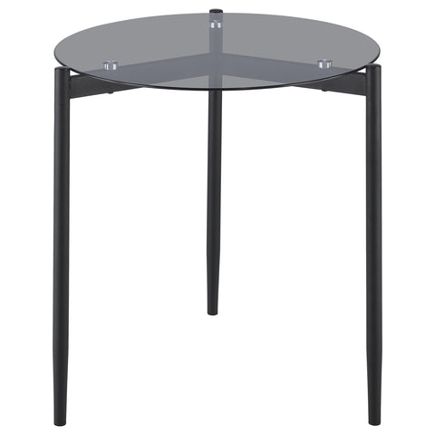 Opal Round Smoked Glass Top End Table Sandy BlackGrey