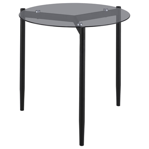 Opal Round Smoked Glass Top End Table Sandy BlackGrey