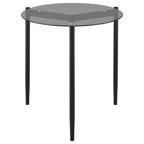 Opal Round Smoked Glass Top End Table Sandy BlackGrey
