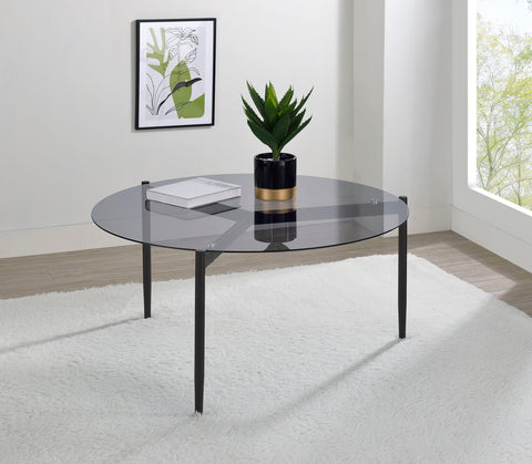 Opal Round Smoked Glass Top Coffee Table Sandy BlackGrey