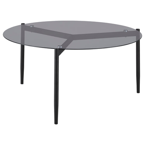Opal Round Smoked Glass Top Coffee Table Sandy BlackGrey