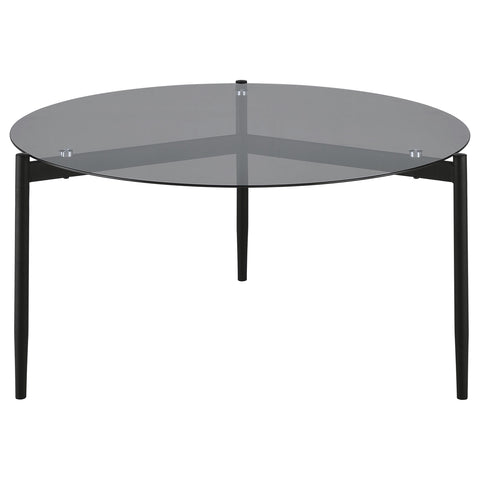 Opal Round Smoked Glass Top Coffee Table Sandy BlackGrey