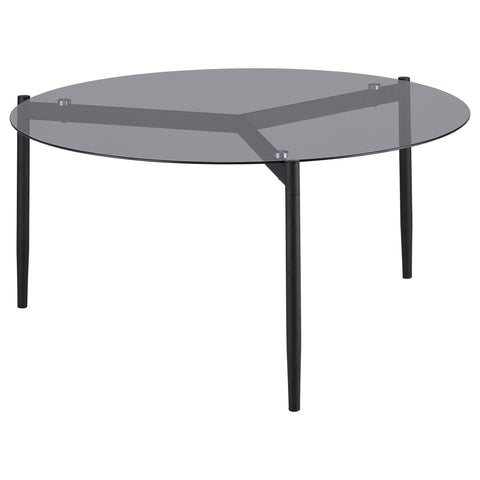 Opal Round Smoked Glass Top Coffee Table Sandy BlackGrey