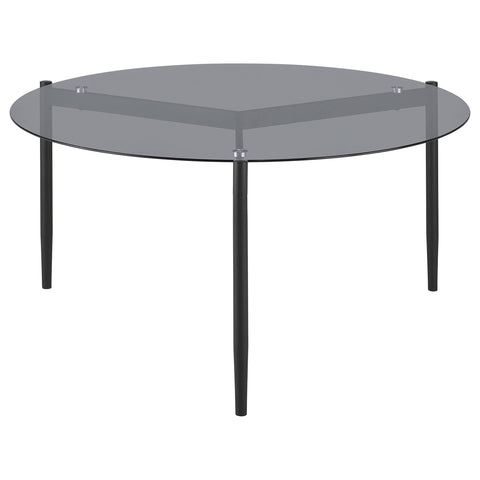 Opal Round Smoked Glass Top Coffee Table Sandy BlackGrey
