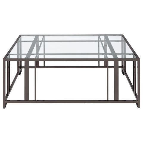 Evanna Square Glass Top Coffee Table with Casters Black NickelBlack Nickel