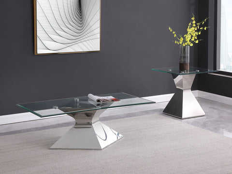 Mulberry 2-piece Rectangular Coffee and End Table Set Chrome