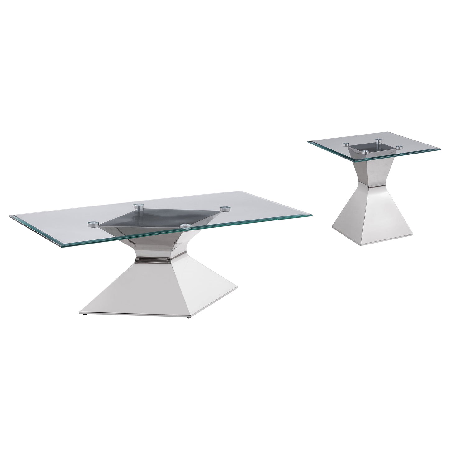 mulberry 2-piece rectangular coffee and end table set chrome