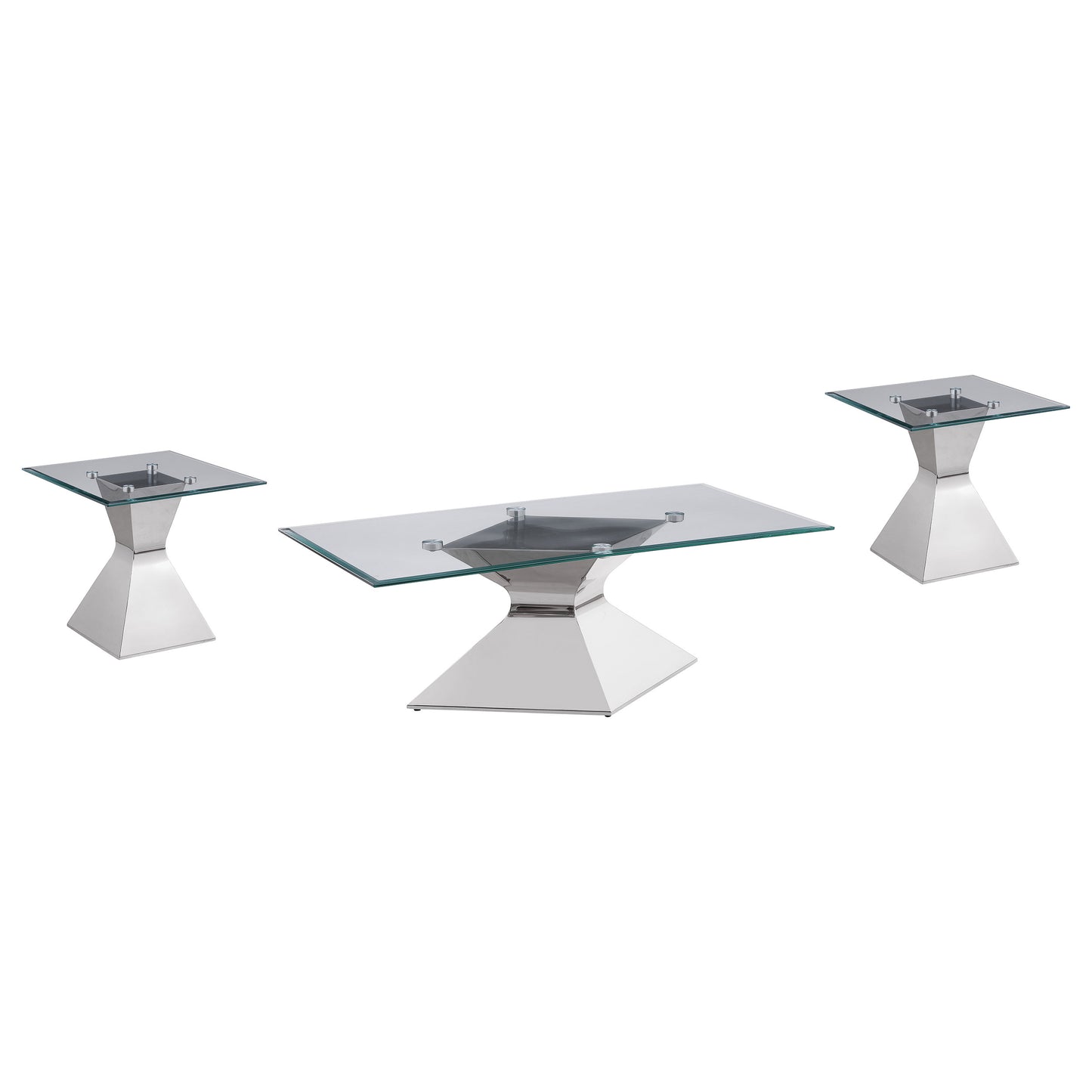 mulberry 3-piece rectangular coffee and end table set chrome